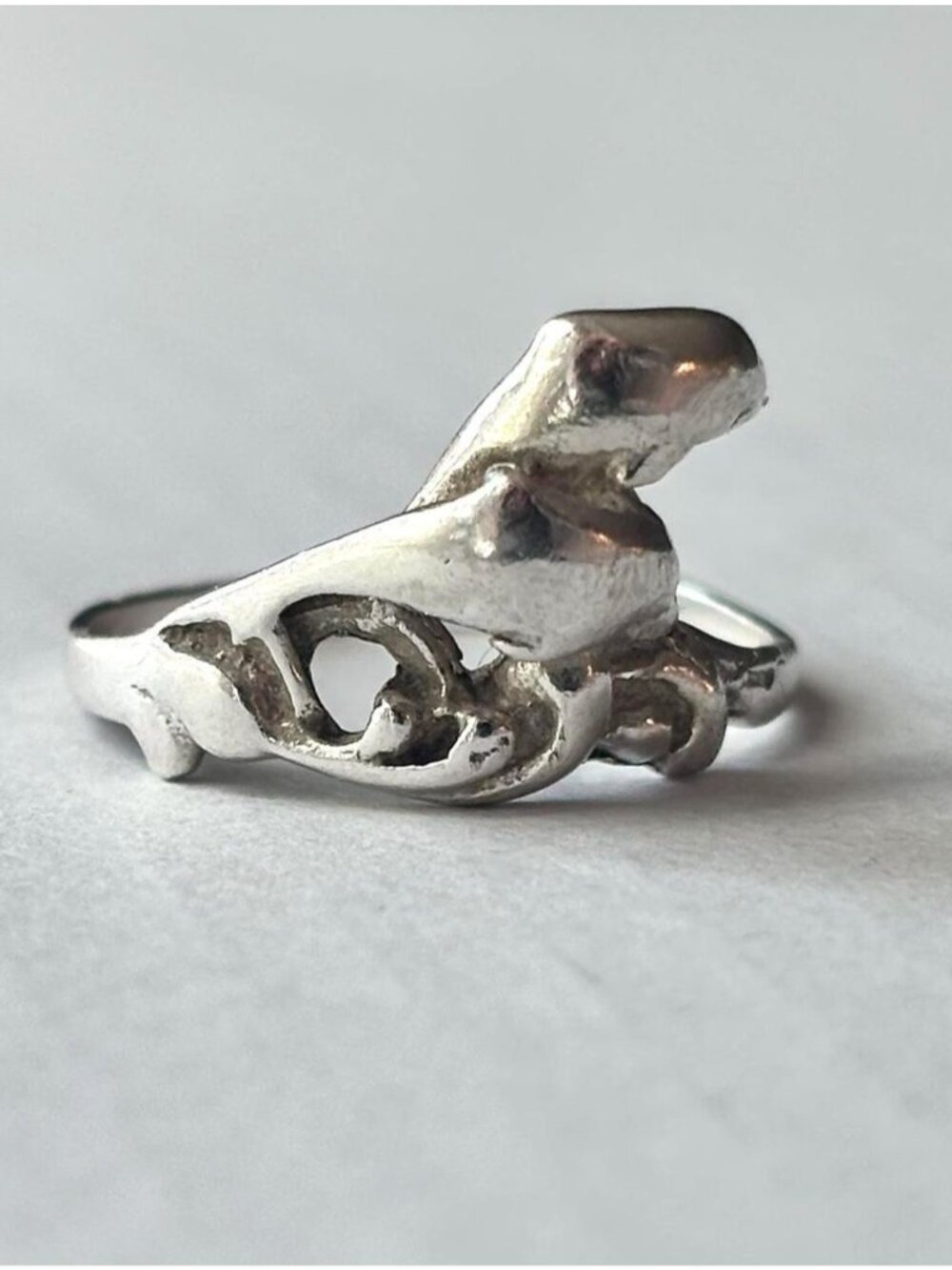 Vintage 90s 925 Sterling Silver Dolphin Ring 🐬
